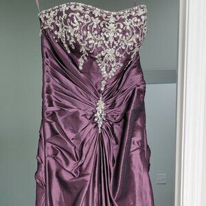 Formal Satin Beaded Strapples Gown